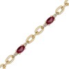 Thumbnail Image 2 of Oval-Cut Ruby & Diamond Link Bracelet 1/5 ct tw 10K Yellow Gold 7.25&quot;