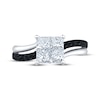 Thumbnail Image 3 of Now + Forever Princess-Cut Quad White Diamond & Black Diamond Engagement Ring 1-1/4 ct tw 14K White Gold
