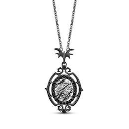 Disney Treasures The Nightmare Before Christmas Black Quartz, Black Onyx & Diamond Necklace 1/5 ct tw Sterling Silver 18"