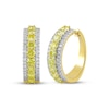 Thumbnail Image 1 of Yellow & White Lab-Grown Diamond Three-Row Hoop Earrings 2 ct tw 10K Yellow Gold