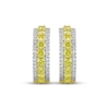 Thumbnail Image 2 of Yellow & White Lab-Grown Diamond Three-Row Hoop Earrings 2 ct tw 10K Yellow Gold