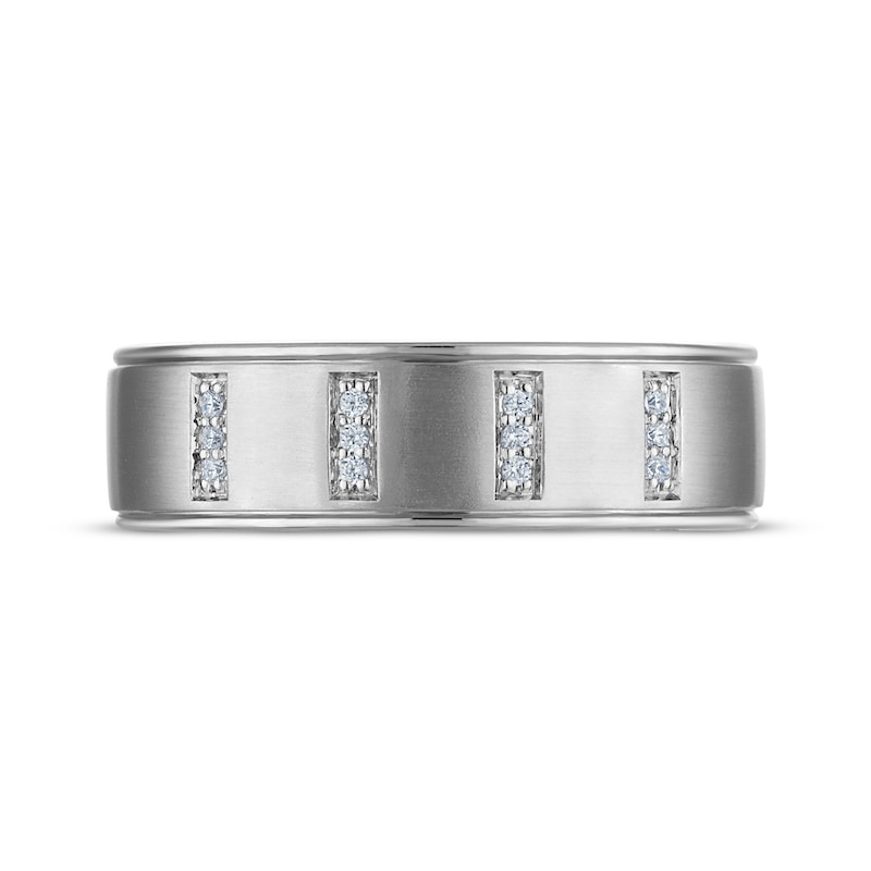 Main Image 3 of Now + Forever Men's Diamond Trios Wedding Band 1/20 ct tw 10K White Gold