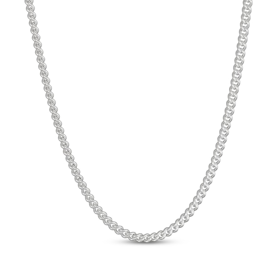 3.7mm Round Curb Chain Necklace Solid Sterling Silver 20"