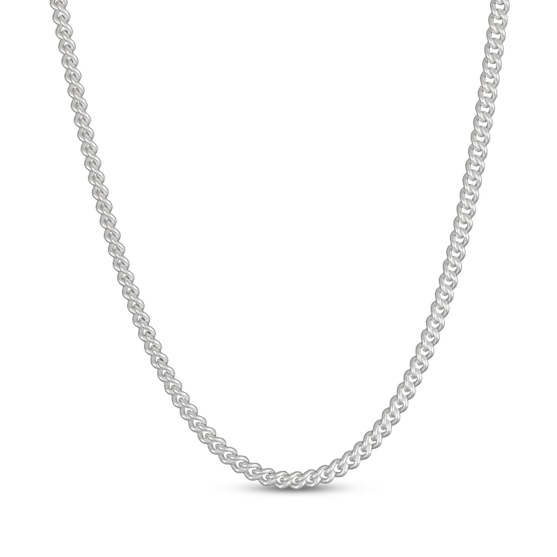 Main Image 1 of 3.7mm Round Curb Chain Necklace Solid Sterling Silver 20"
