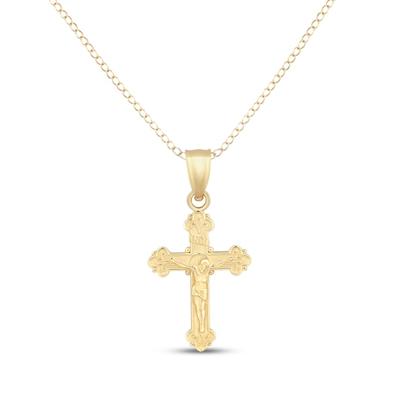 Children's Crucifix Necklace 14K Yellow Gold 13"