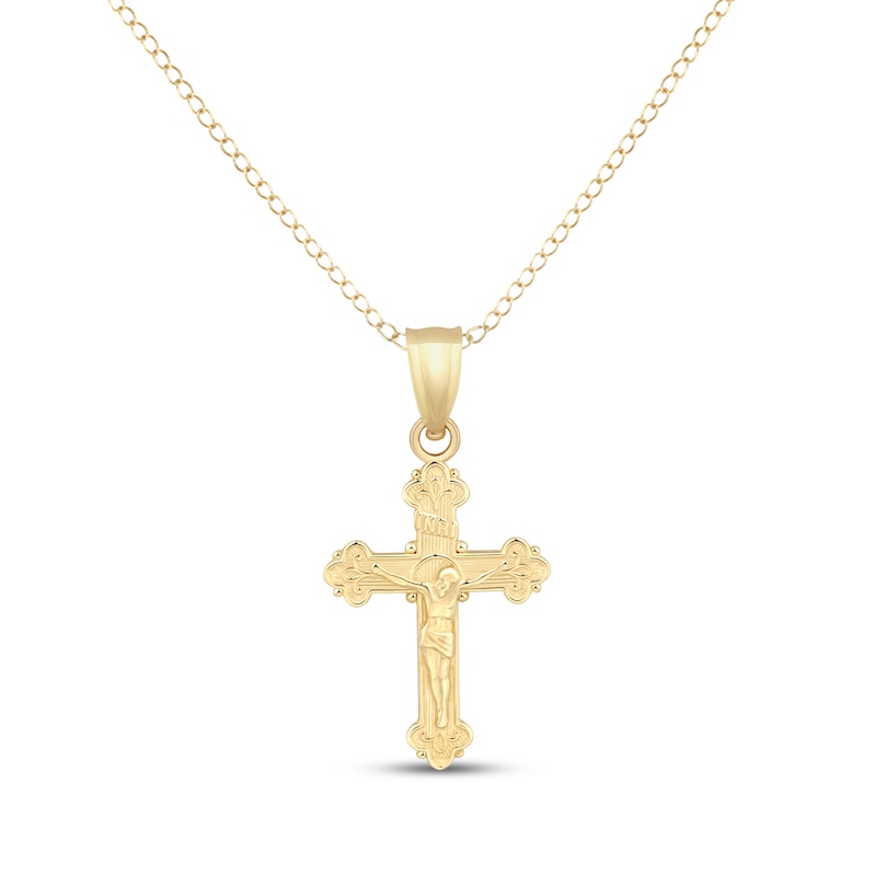 Main Image 1 of Children's Crucifix Necklace 14K Yellow Gold 13"