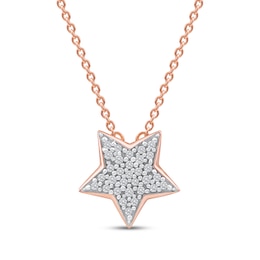 Diamond Pavé Star Necklace 1/10 ct tw 10K Rose Gold 18"