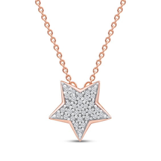 Diamond Pavé Star Necklace 1/10 ct tw 10K Rose Gold 18"