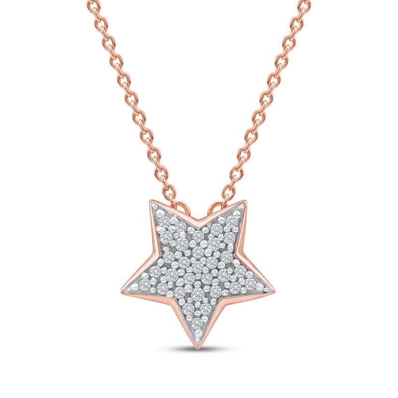 Main Image 1 of Diamond Pavé Star Necklace 1/10 ct tw 10K Rose Gold 18&quot;
