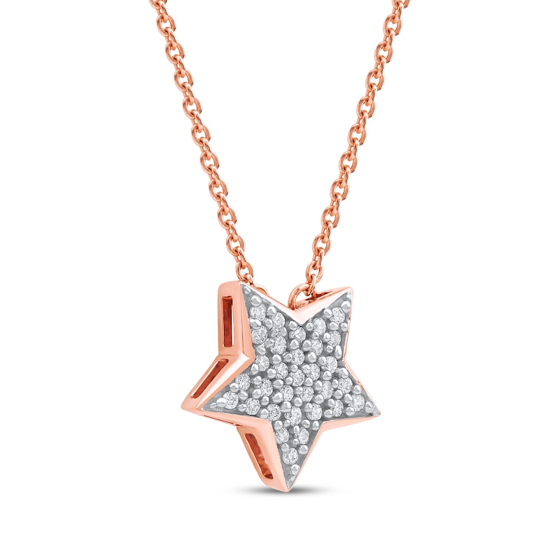Main Image 2 of Diamond Pavé Star Necklace 1/10 ct tw 10K Rose Gold 18&quot;