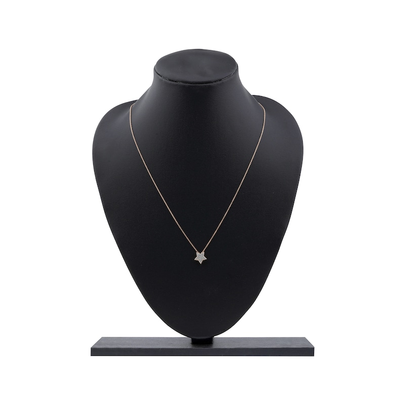 Main Image 5 of Diamond Pavé Star Necklace 1/10 ct tw 10K Rose Gold 18&quot;