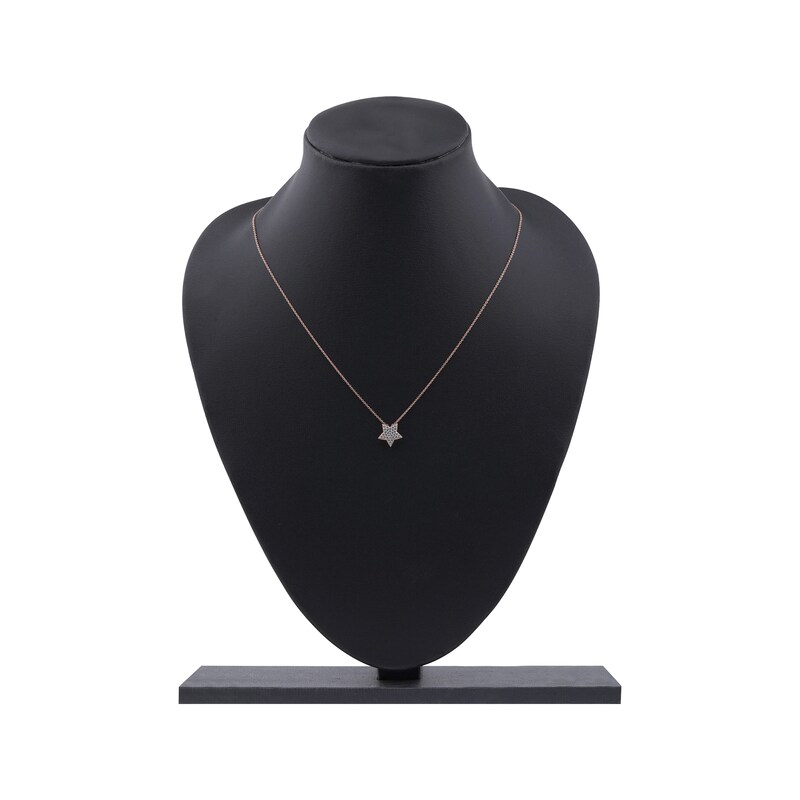 Main Image 6 of Diamond Pavé Star Necklace 1/10 ct tw 10K Rose Gold 18&quot;