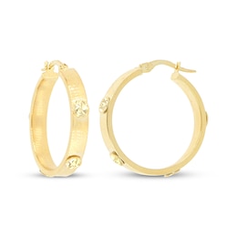 Diamond-Cut Screw Hoop Earrings 10K Yellow Gold 15mm