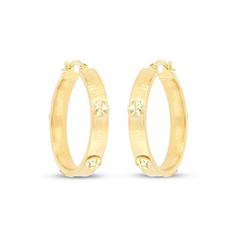 Main Image 2 of Diamond-Cut Screw Hoop Earrings 10K Yellow Gold 15mm
