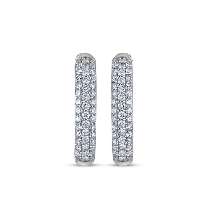 Main Image 2 of KAY Lab-Grown Diamonds Pavé Three-Row Hoop Earrings 1/2 ct tw 10K White Gold