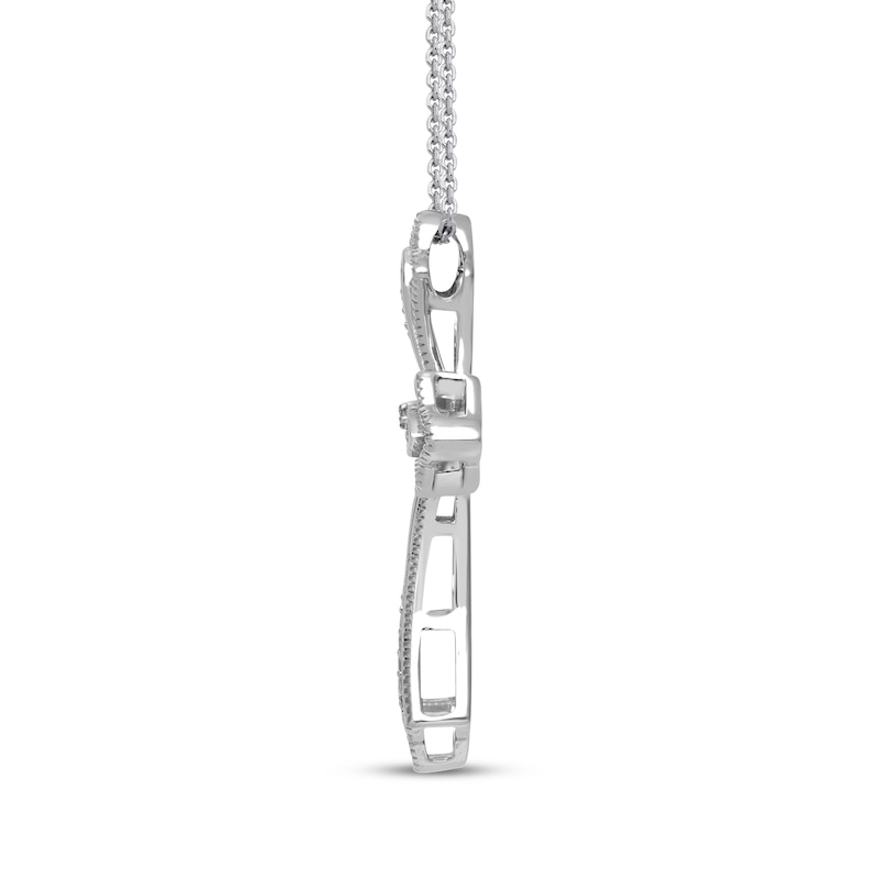 Main Image 2 of Diamond Accent Milgrain Cross Necklace Sterling Silver 18"