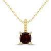 Thumbnail Image 1 of Cushion-Cut Garnet & Diamond Accent Necklace 10K Yellow Gold 18"