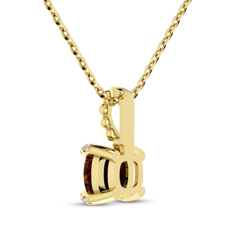 Main Image 3 of Cushion-Cut Garnet & Diamond Accent Necklace 10K Yellow Gold 18"