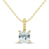 Thumbnail Image 1 of Cushion-Cut Aquamarine & Diamond Accent Necklace 10K Yellow Gold 18"