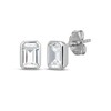 Thumbnail Image 1 of STUDIO BY KAY Emerald-Cut White Lab-Created Sapphire Bezel-Set Solitaire Stud Earrings Sterling Silver