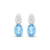 Thumbnail Image 2 of Oval-Cut Swiss Blue Topaz & White Lab-Created Sapphire Drop Earrings Sterling Silver