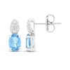 Thumbnail Image 3 of Oval-Cut Swiss Blue Topaz & White Lab-Created Sapphire Drop Earrings Sterling Silver