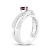 Thumbnail Image 2 of Pear-Shaped Lab-Created Ruby & White Lab-Created Sapphire Crossover Ring Sterling Silver