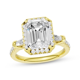 Now + Forever Lab-Grown Diamonds Emerald-Cut Hidden Halo Engagement Ring 3-3/4 ct tw 14K Yellow Gold