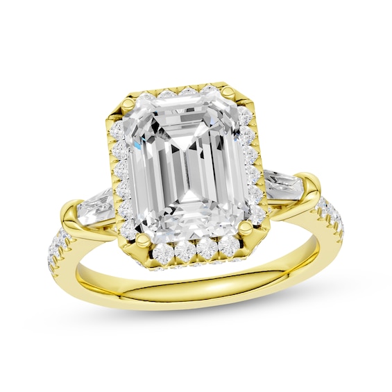 Now + Forever Lab-Grown Diamonds Emerald-Cut Hidden Halo Engagement Ring 3-3/4 ct tw 14K Yellow Gold