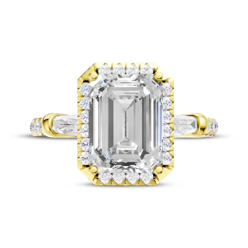 Main Image 4 of Now + Forever Lab-Grown Diamonds Emerald-Cut Hidden Halo Engagement Ring 3-3/4 ct tw 14K Yellow Gold