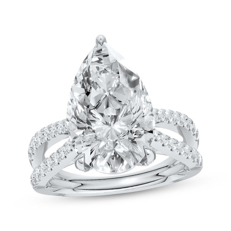 Main Image 1 of Now + Forever Lab-Grown Diamonds Pear-Shaped Split Shank Engagement Ring 5-1/2 ct tw 14K White Gold