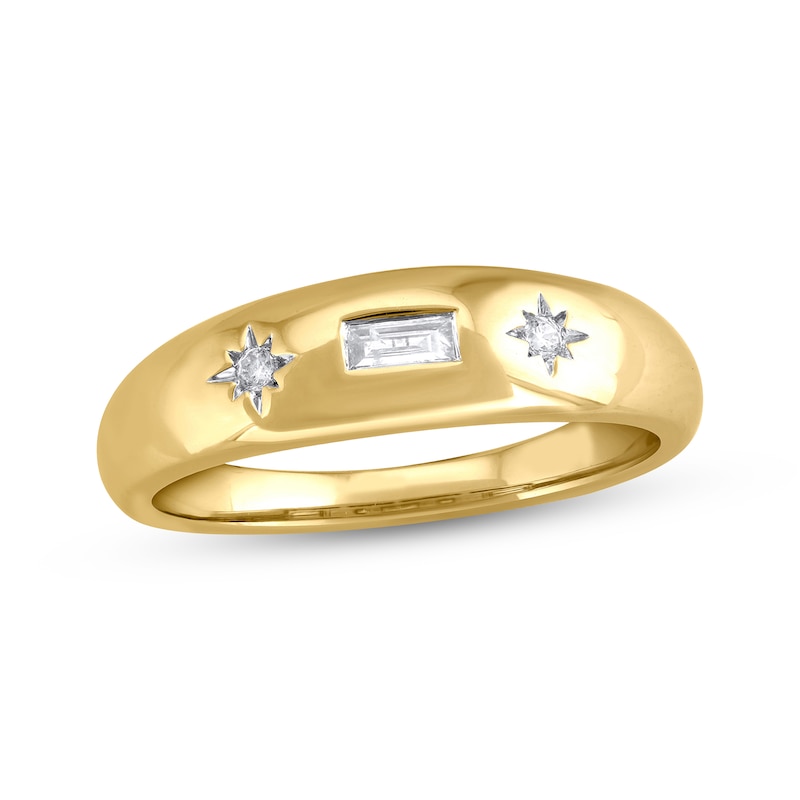 Main Image 1 of STUDIO BY KAY Baguette & Round-Cut Diamond Dome Ring 1/15 ct tw 24K Yellow Gold Vermeil Sterling Silver