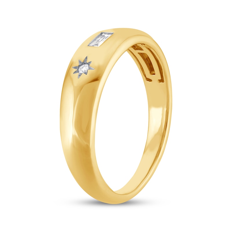 Main Image 2 of STUDIO BY KAY Baguette & Round-Cut Diamond Dome Ring 1/15 ct tw 24K Yellow Gold Vermeil Sterling Silver