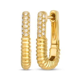 Le Vian Diamond Ribbed Hoop Earrings 1/6 ct tw 14K Honey Gold