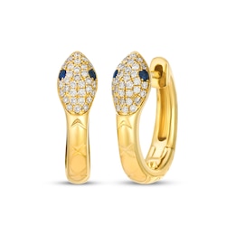Le Vian Blue Sapphire Snake Hoop Earrings 1/5 ct tw Diamond 14K Honey Gold