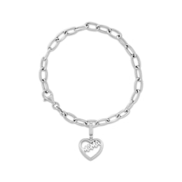 Charmed Memories "Mama" Heart Charm Paperclip Bracelet Sterling Silver 7.5"