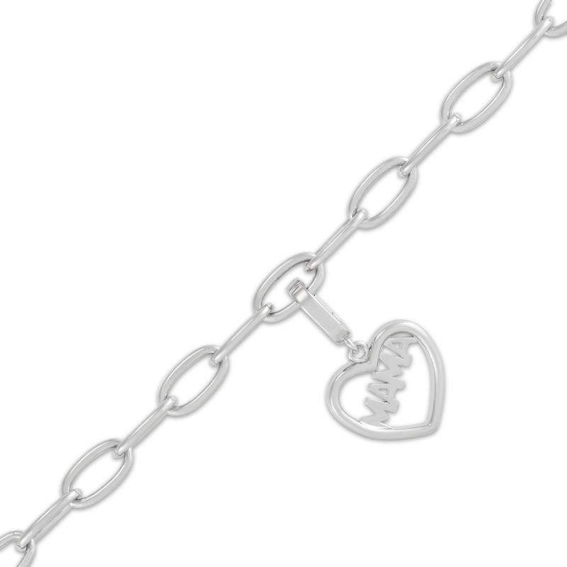 Main Image 2 of Charmed Memories "Mama" Heart Charm Paperclip Bracelet Sterling Silver 7.5"