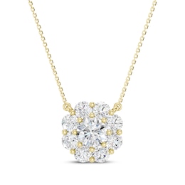 KAY Lab-Grown Diamonds Flower Necklace 1 ct tw 10K Yellow Gold 18"