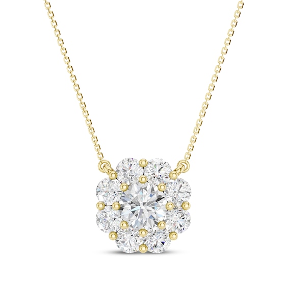 KAY Lab-Grown Diamonds Flower Necklace 1 ct tw 10K Yellow Gold 18"