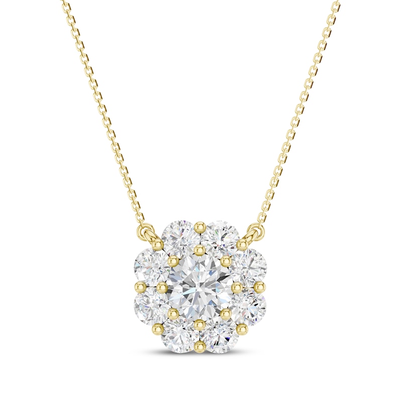 Main Image 1 of KAY Lab-Grown Diamonds Flower Necklace 1 ct tw 10K Yellow Gold 18"