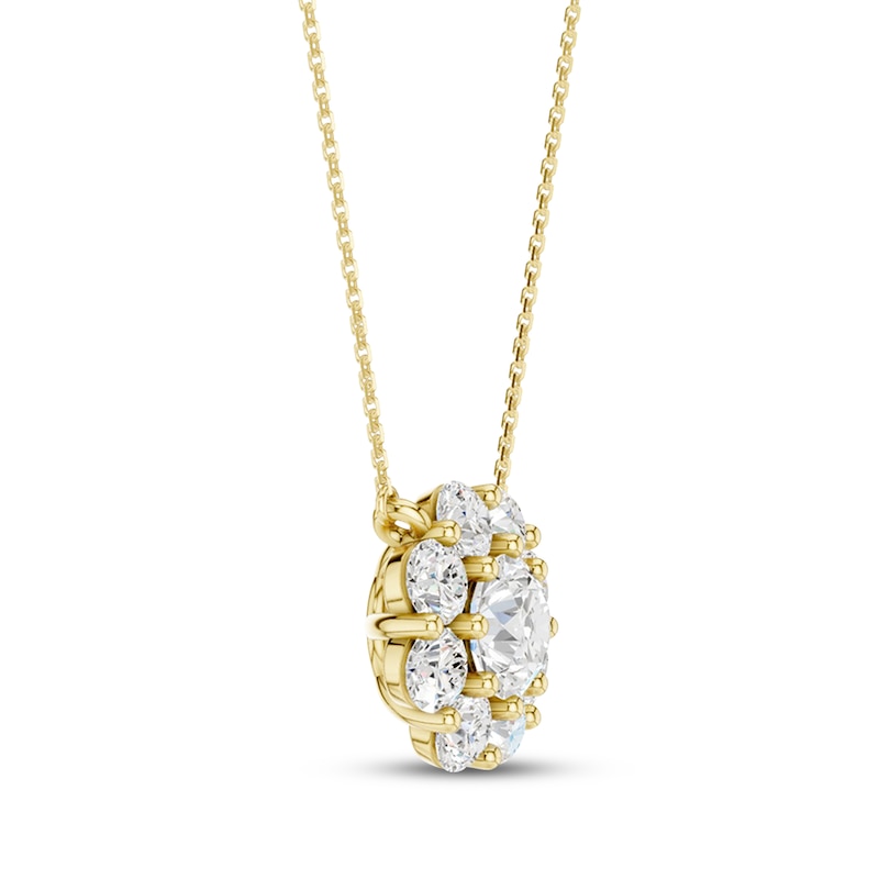 Main Image 2 of KAY Lab-Grown Diamonds Flower Necklace 1 ct tw 10K Yellow Gold 18"