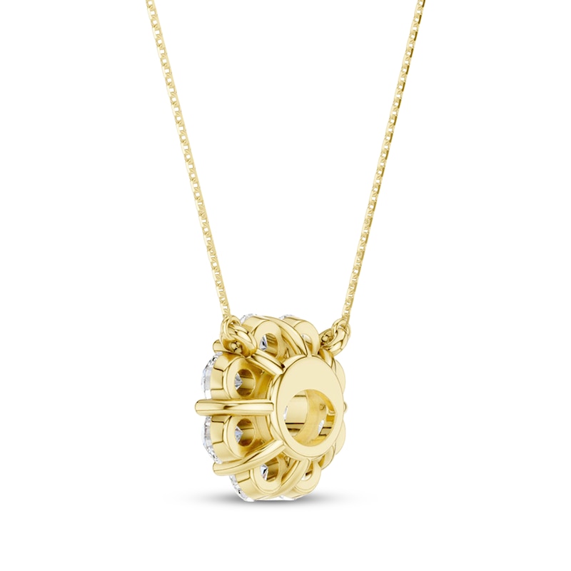 Main Image 3 of KAY Lab-Grown Diamonds Flower Necklace 1 ct tw 10K Yellow Gold 18"