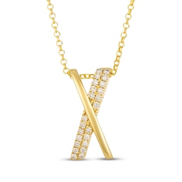 Le Vian Kiss Collection Diamond "X" Necklace 1/4 ct tw 14K Honey Gold 19"
