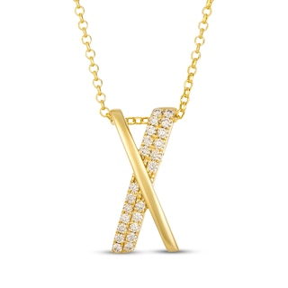 Le Vian Kiss Collection Diamond "X" Necklace 1/4 ct tw 14K Honey Gold 19"