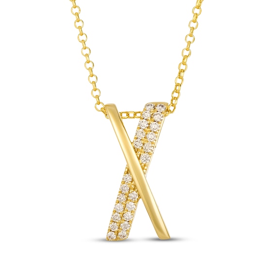 Le Vian Kiss Collection Diamond "X" Necklace 1/4 ct tw 14K Honey Gold 19"