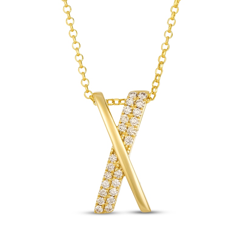 Main Image 1 of Le Vian Kiss Collection Diamond "X" Necklace 1/4 ct tw 14K Honey Gold 19"