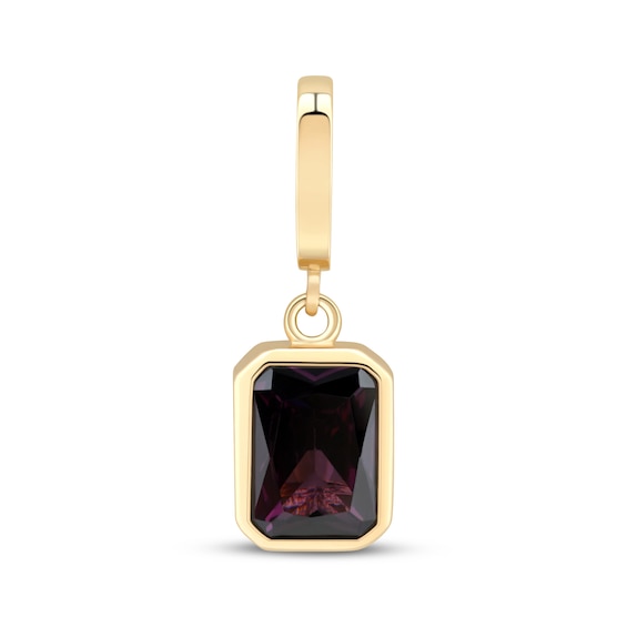 Charmed Memories Emerald-Cut Dark Purple Cubic Zirconia Charm 10K Yellow Gold