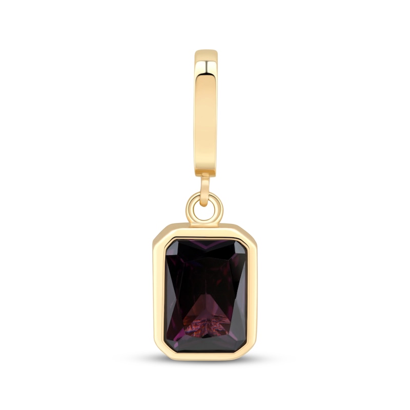 Main Image 1 of Charmed Memories Emerald-Cut Dark Purple Cubic Zirconia Charm 10K Yellow Gold