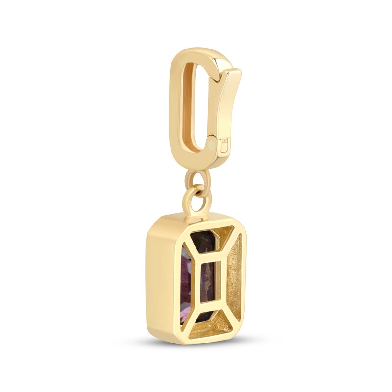 Main Image 3 of Charmed Memories Emerald-Cut Dark Purple Cubic Zirconia Charm 10K Yellow Gold