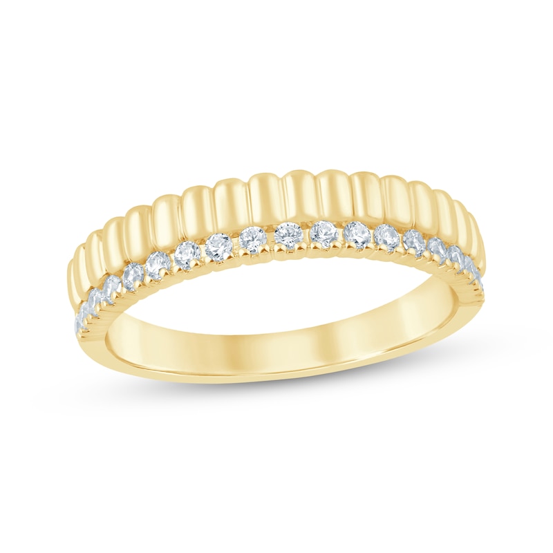 Main Image 1 of Now + Forever Lab-Grown Diamonds Ribbed Stackable Anniversary Ring 1/4 ct tw 14K Yellow Gold